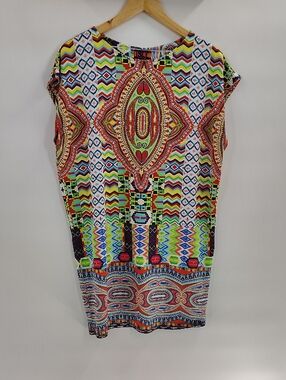 Isle Melissa Kozan Dress White Sleeveless Multicolor Womens Size M